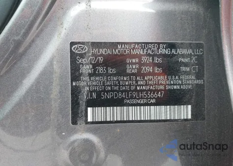 2020 Hyundai Elantra Sel from USA, damaged, VIN 5NPD84LF9LH536647
